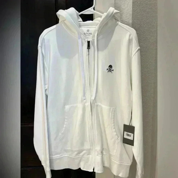 G/FORE NWT Skull & T's Full Zip Hoodie-White-Size Medium - Picture 4 of 10